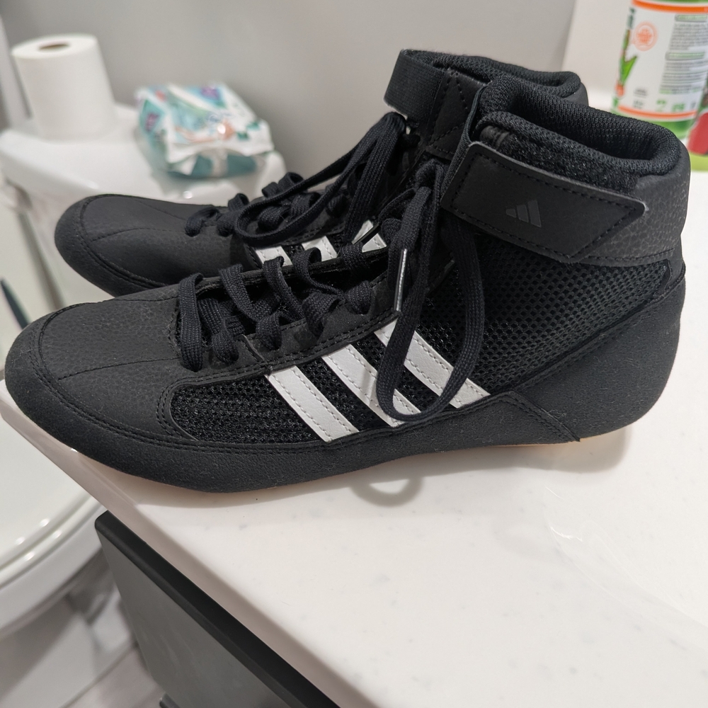 Adidas Black and White High-Top Sneakers